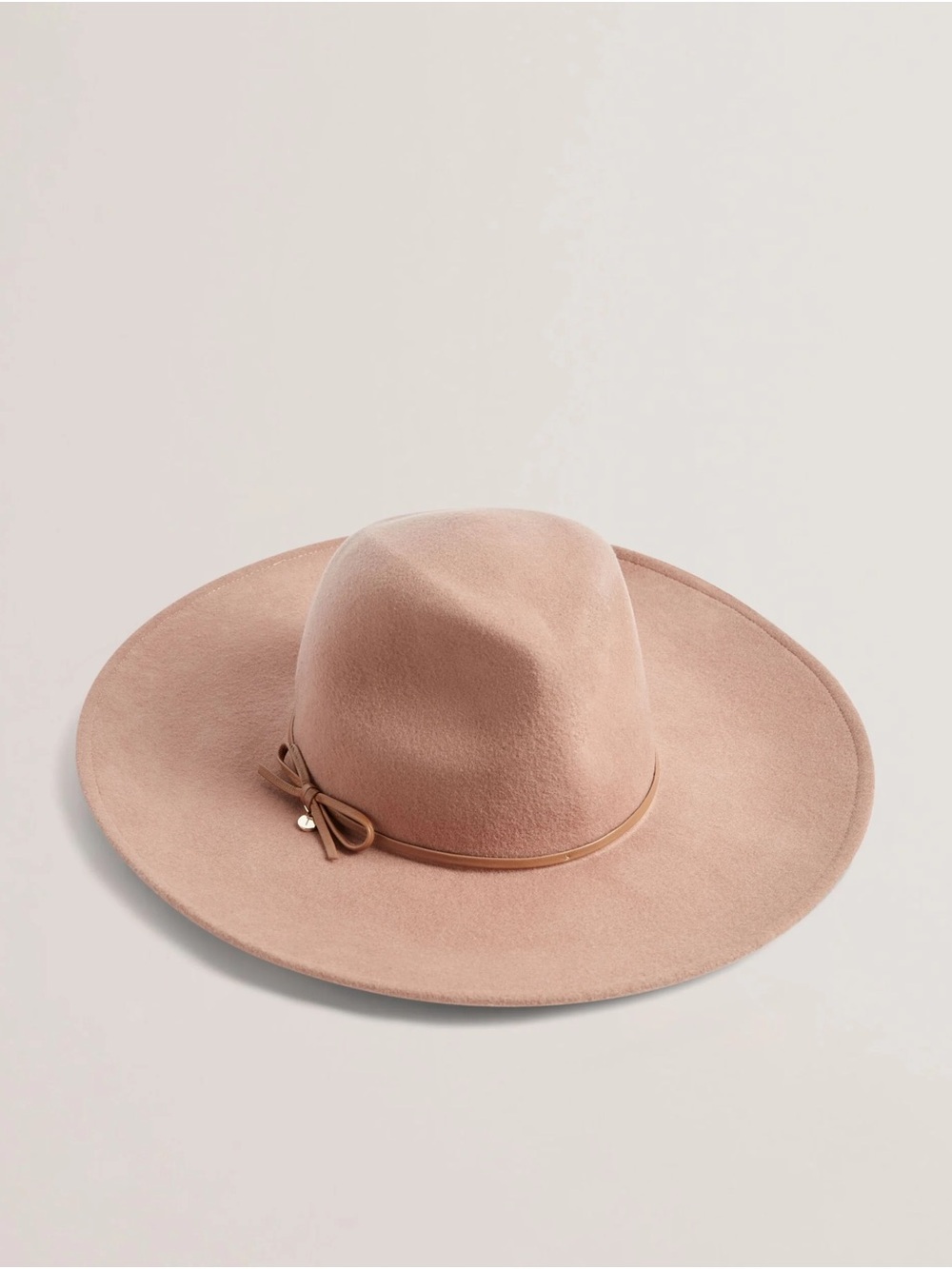 Ted Baker Abbiiio Bow Wool Wide-Brim Felt Fedora in Dark Brown - Picture 2 of 11